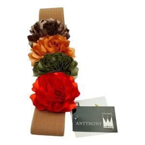 Antthony Originals Satin Multi-Floral Elastic Belt Size Small New (NWT)